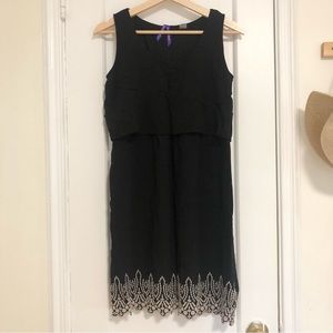 Seraphine black sleeveless embroidered mini dress size 4